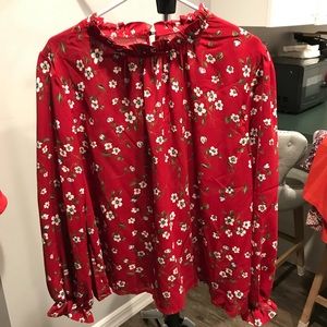 Floral high neck ruffle shein 2XL top